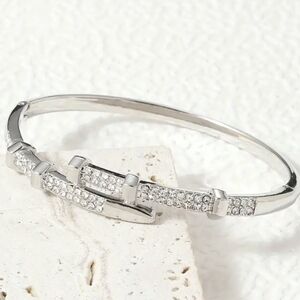 Silver Titanium Nail Bangle Bracelet  Stackable Bangle